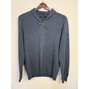 Pronto Uomo Sweater 100% Wool Gray‎ Shawl Collar Lightweight Pullover XL Men